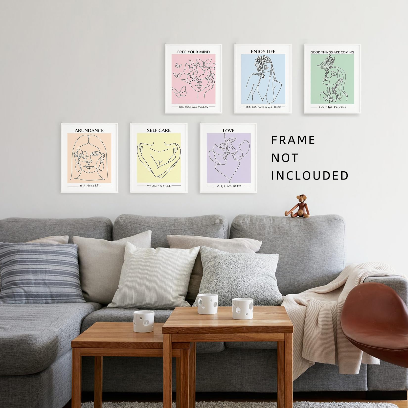 Cute Room Decor Aesthetic Pastel Poster Wall Art for Women, Aesthetic