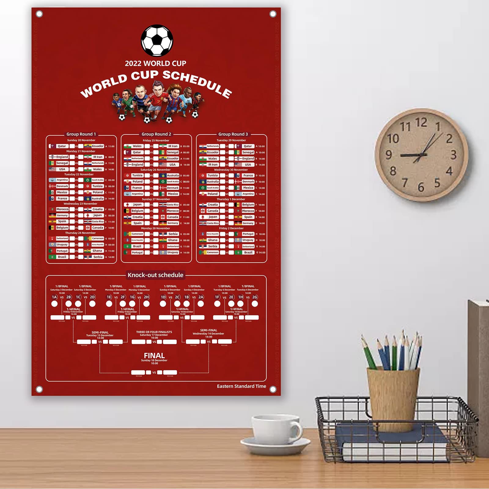 Amazon.com: 2022 World Cup Soccer Game Wall Chart, 32 Teams Schedule  Poster, Qatar Soccer Matches, Football Tournament Schedule, Soccer Calendar,  Bar Party Home Office Decorations: Posters & Prints