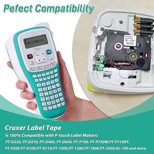 Miniatura 10 de Cruxer Cinta de etiquetas de repuesto blanca sobre negra de 0.94 pulgadas para Brother TZe-251 TZ 0.945 in 0.94 pulgadas, cinta laminada P-Touch