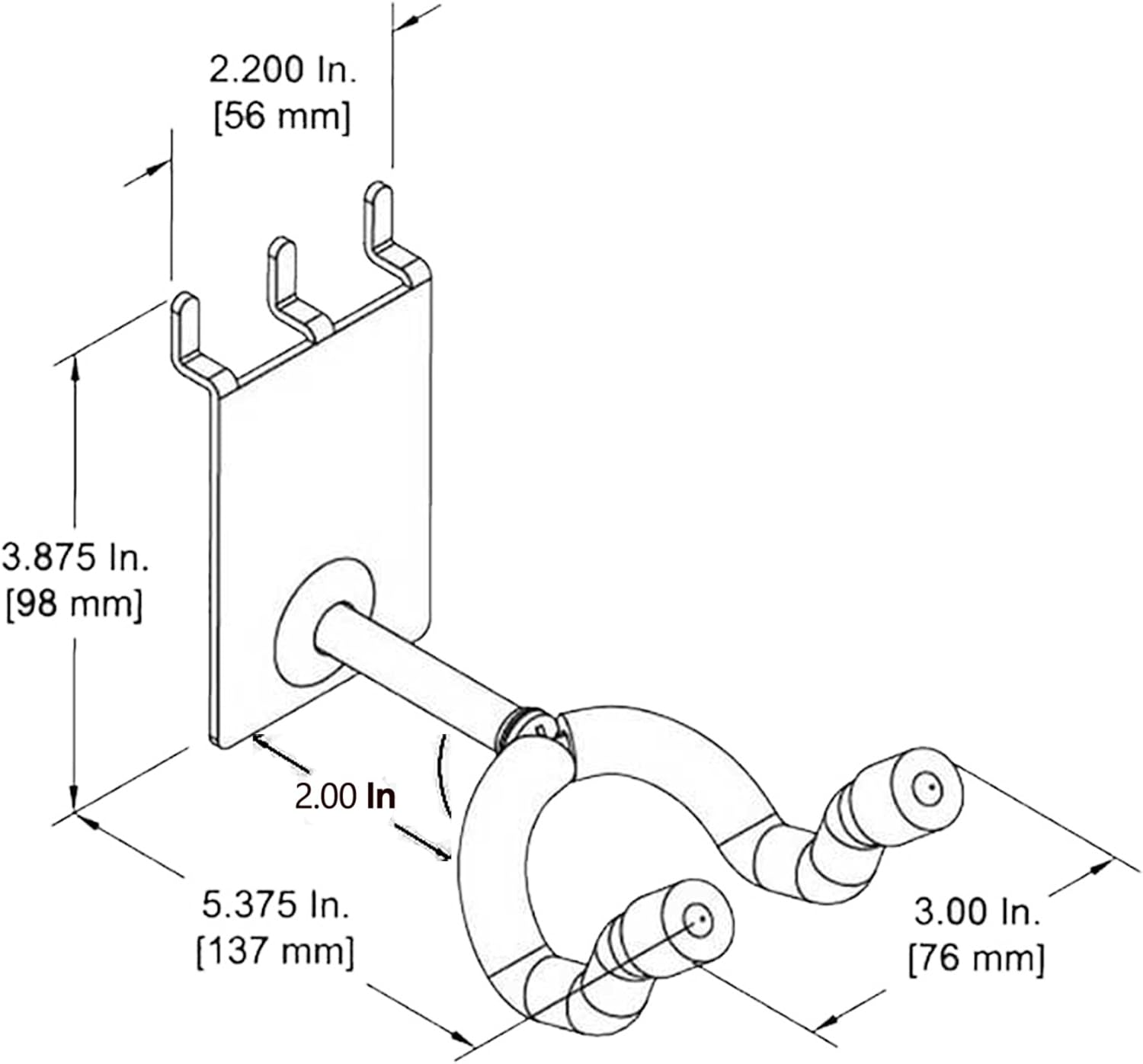 D'Luca 2" Guitar Hanger Fits Slatwall And Peg Wall image 3