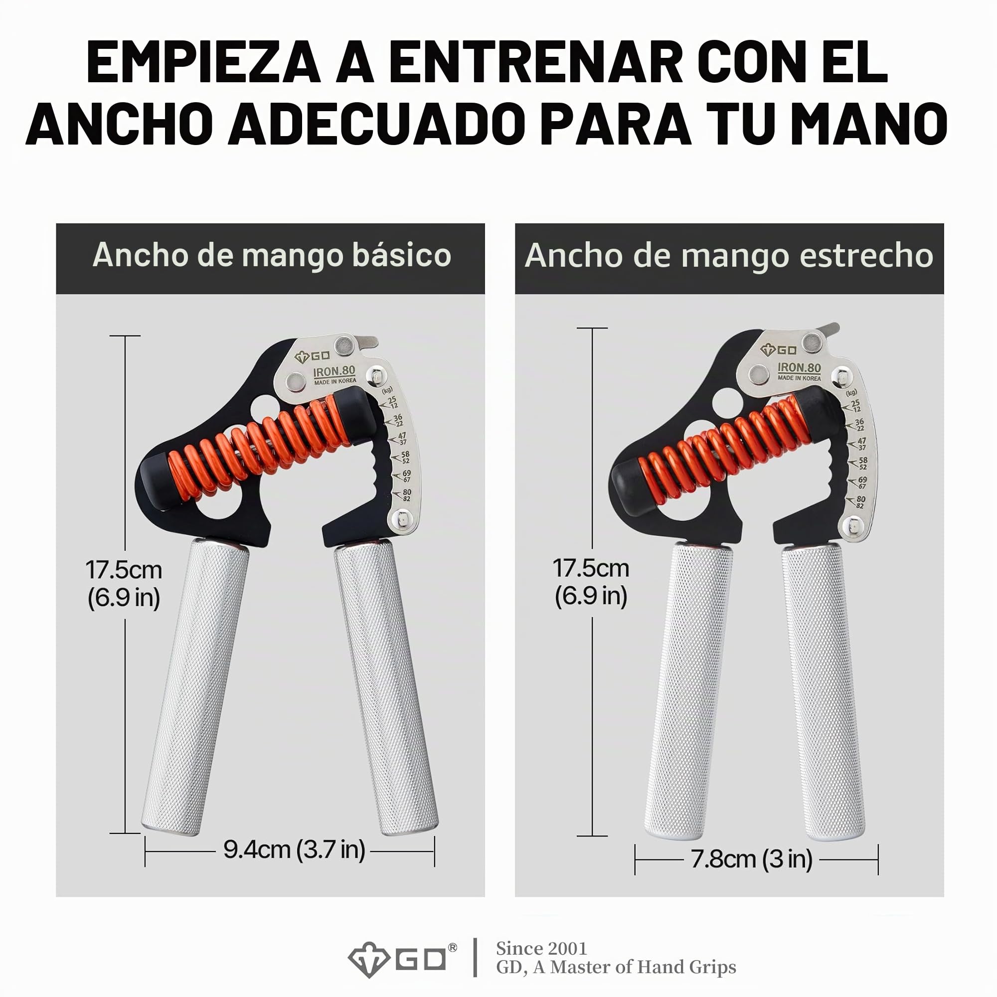 GD IRON GRIP - Fortalecedor de agarre de mano (empuñaduras ajustables para entrenamiento de fuerza) Entrenador de fuerza de muñeca y antebrazo