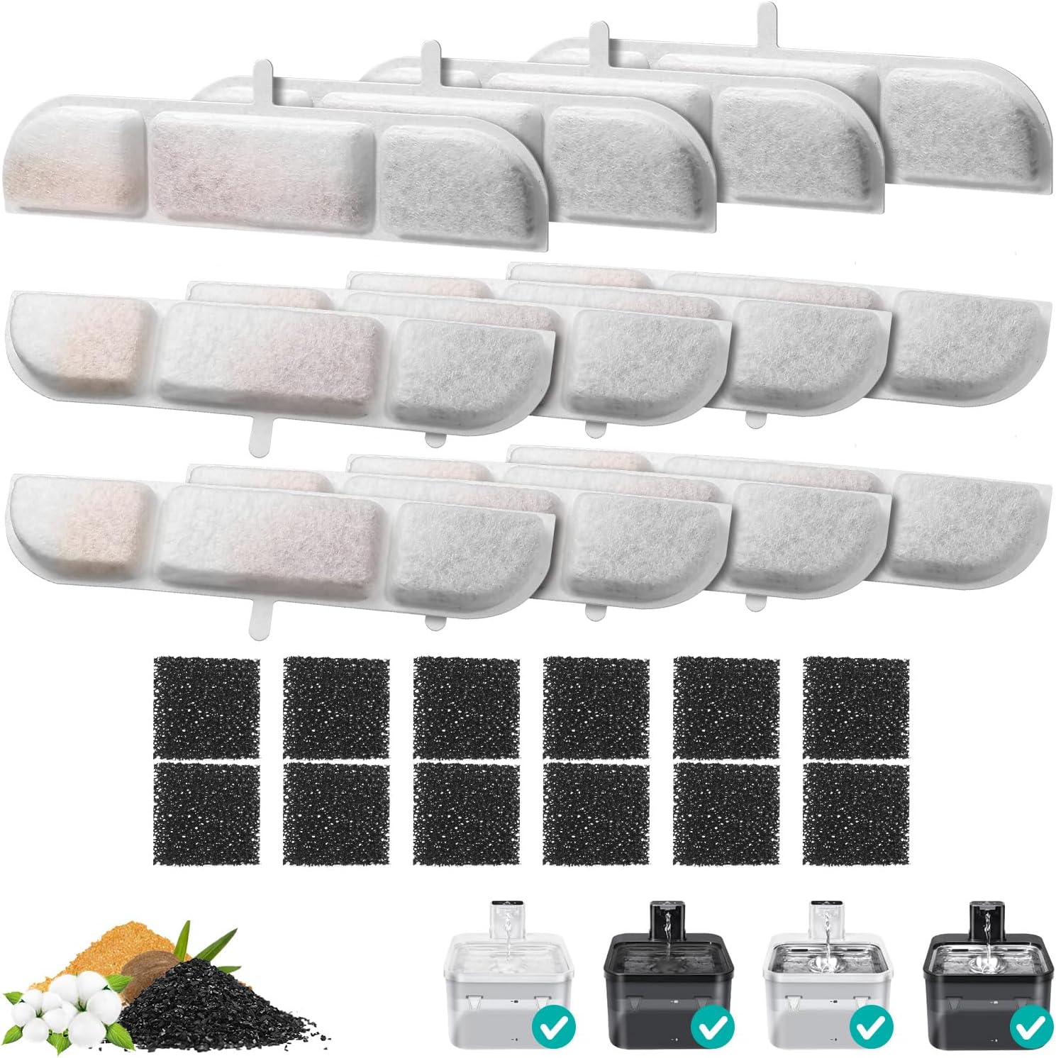 12 Filtros de Reposición para Fuente de Agua para Gatos con Batería