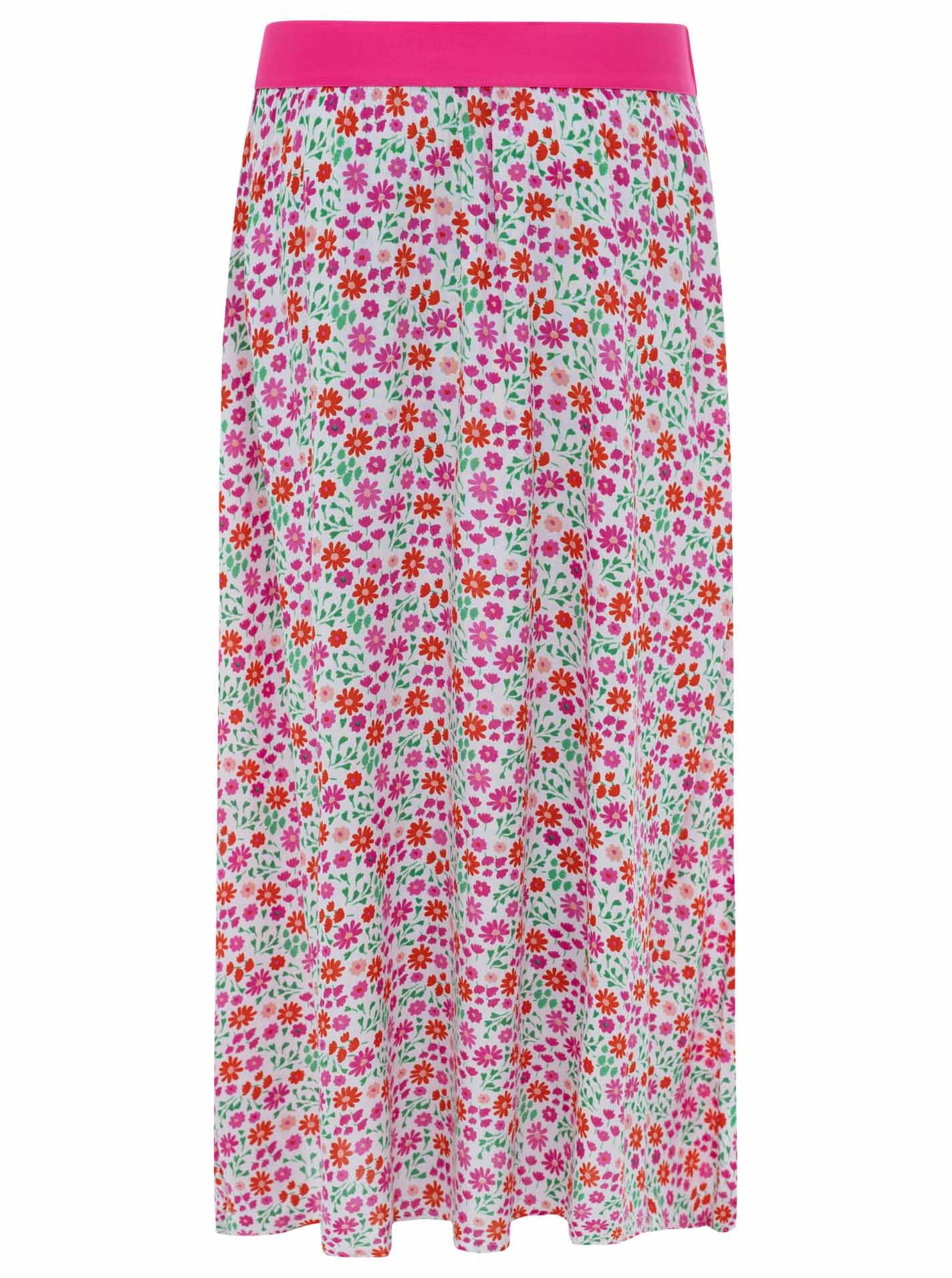 Zwillingsherz Damen Maxirock mit Blumen Allover Muster aus 100% Viskose – Langer, fließender Sommerrock mit elastischem Komfortbund – Feminisches Design für Alltag, Freizeit & Urlaub