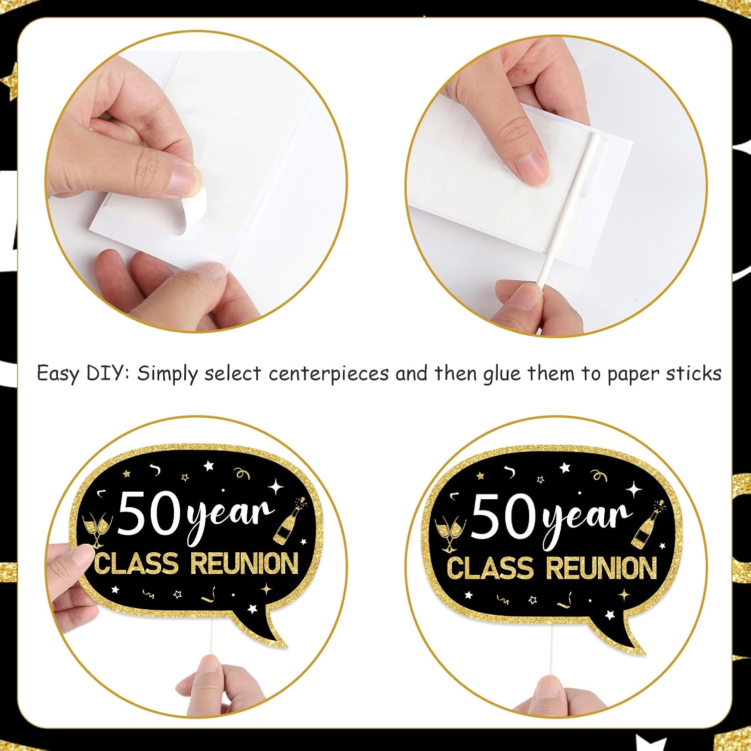 24pcs 50th Class Reunion Photo Booth Props 50th Class Reunion Decorations Class of 1976 Reunion Decorations 1976 Class Reunion Selfie Props for 1976 High School Reunion Welcome Back Party
