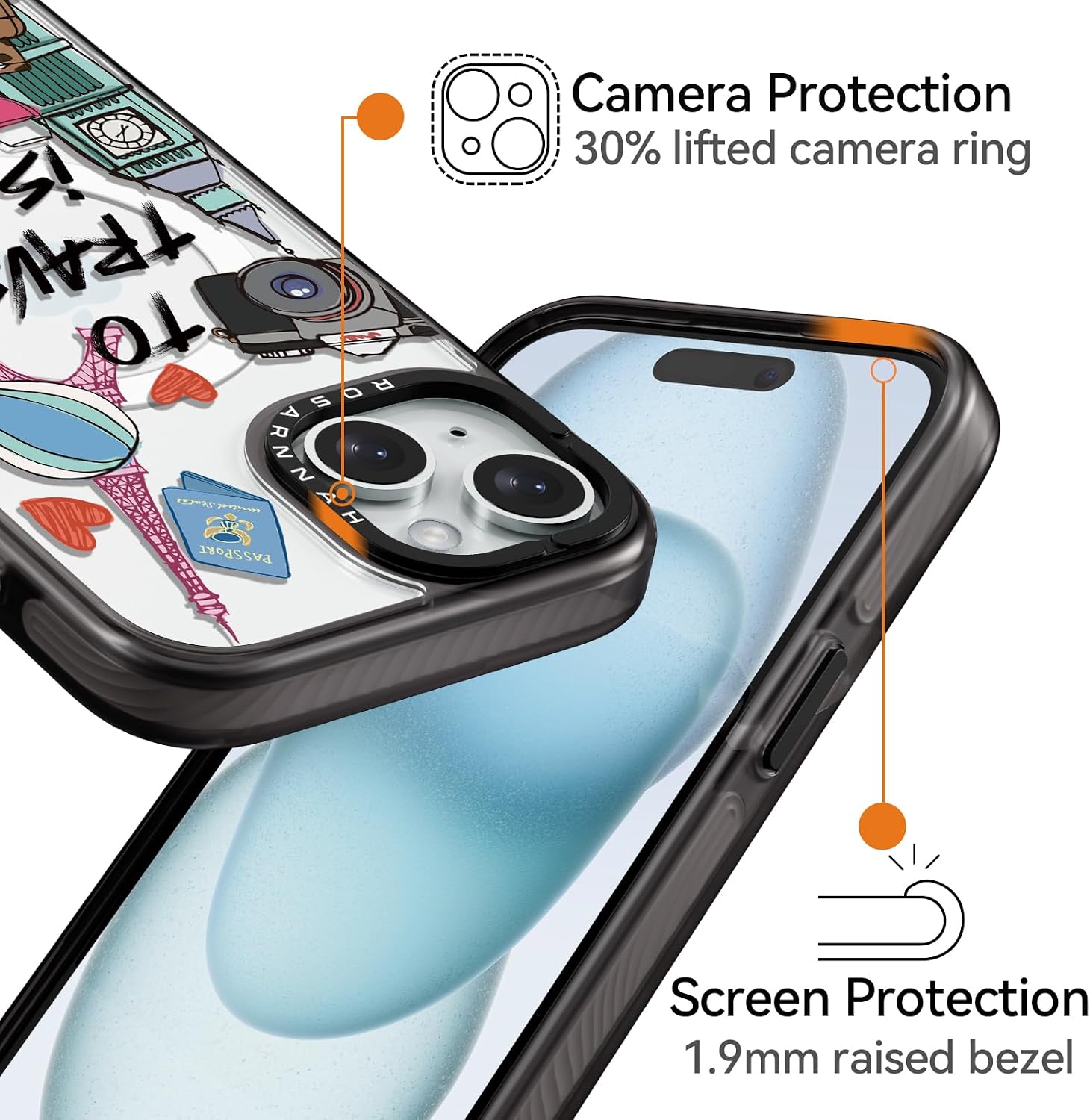 Magnetic for iPhone 15 Magsafe Case Cute Aesthetic - Durable Shockproof 6.6 ft Drop Impact Phone Case Cover with Funny Fashion to Travel is to Live 6.1" Black