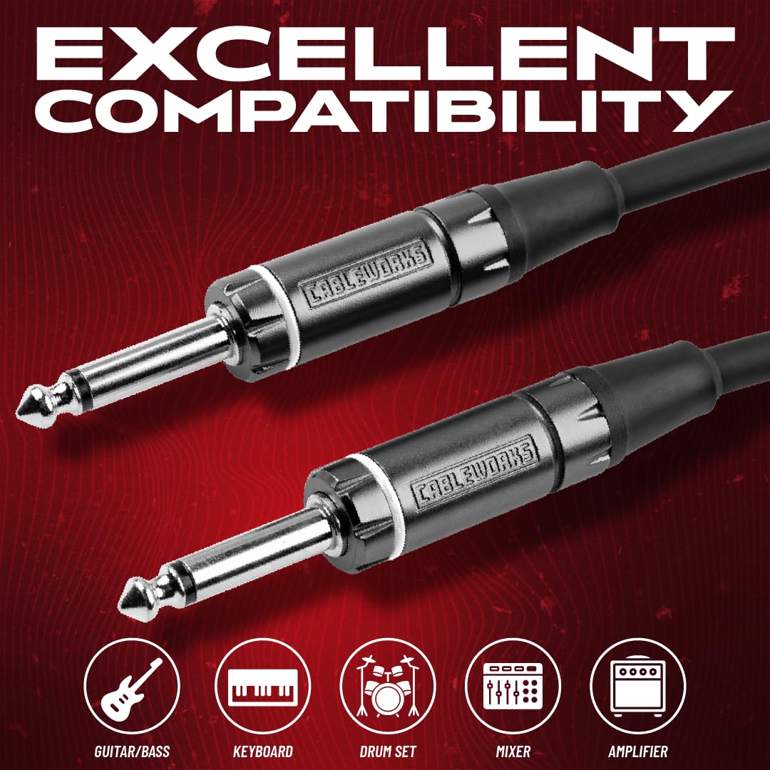 Cableworks By Gator Cases Composer Series - Cable de instrumento recto a recto de 3 pies (GCWC-INS-03)