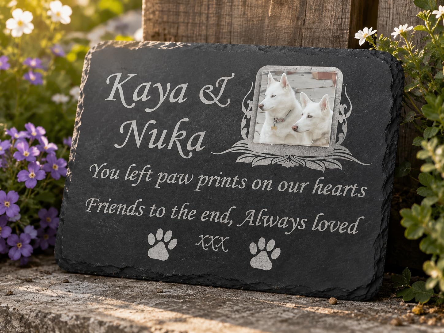 1st 4 Signs Personalised Memorial Plaque with Photo | Engraved Slate Pet Remembrance Plaque for Dogs, Cats & Pets | Made in Britain | 28cm x 18cm