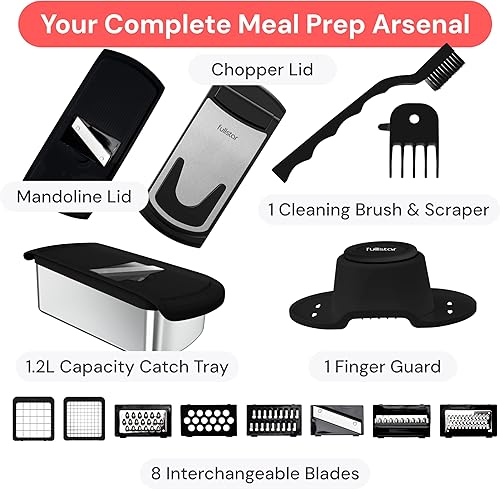 Miniatura 9 de Fullstar The Original Pro Chopper - Picador de verduras y espiralizador, picador de alimentos con recipiente, rebanador de frutas, utensilios de Ss