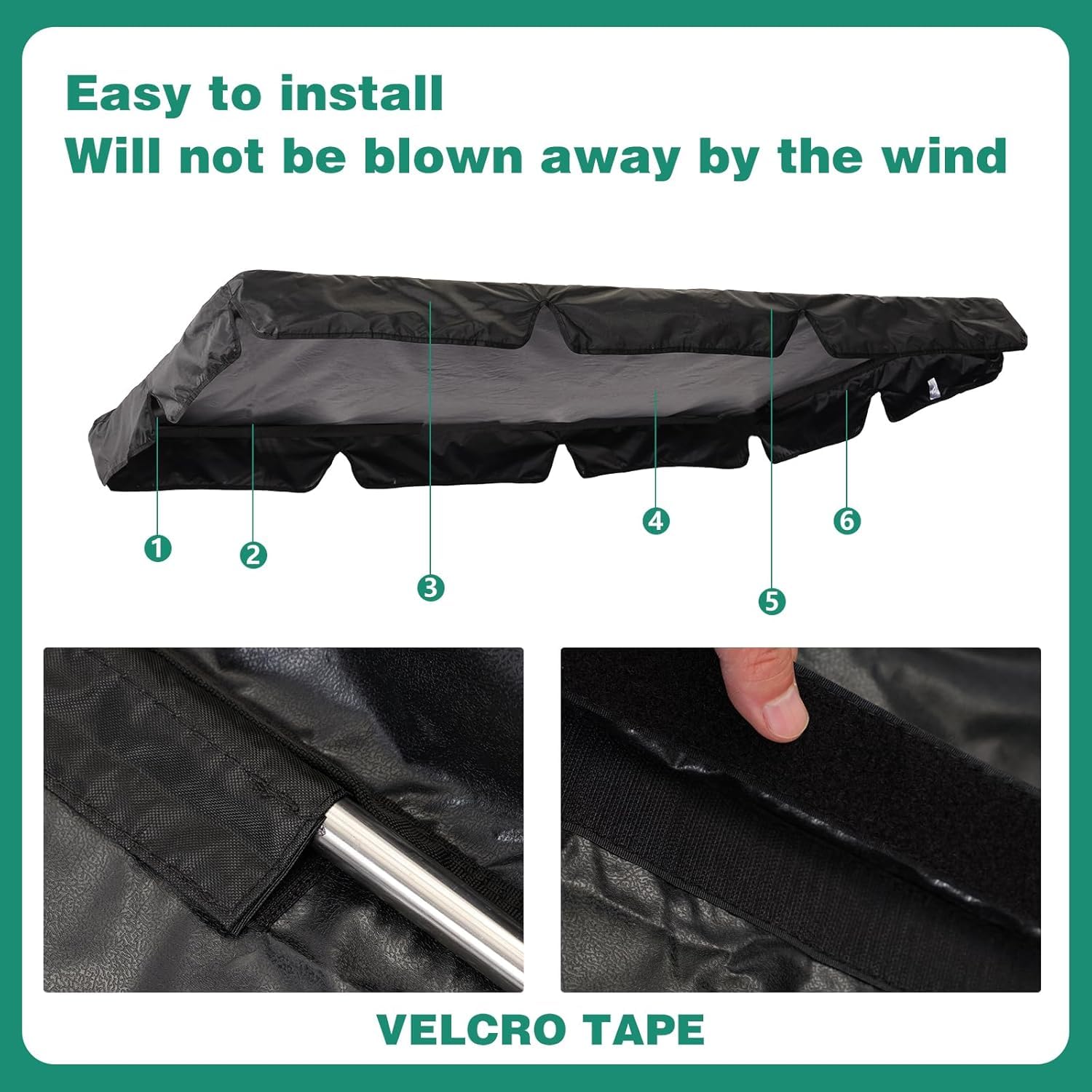 Tetto di Ricambio per Altalena da Giardino Tettuccio per Dondolo 2 3 Posti,Universale Impermeabile Anti-UV Sostituzione del Tettuccio Oscillante per Cortile Parco Balcone,75" Wx42 D