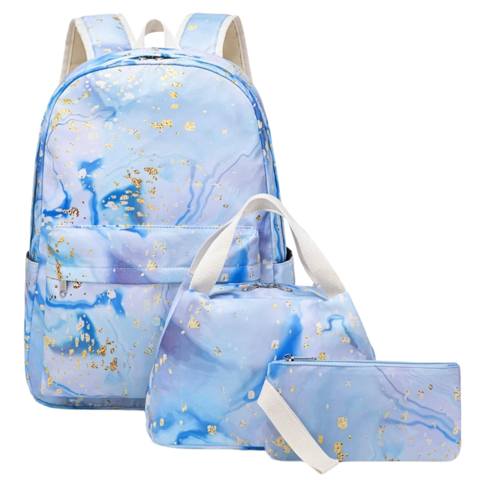 Zaino da Viaggio Borse Scolastiche 3pcs per Ragazze Set Scolastico Carino Libro Borsa Scuola Impermeabile con Pranzo Cassa A Matita