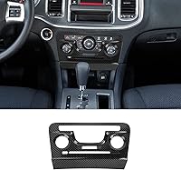 Vista 1 de CheroCar Para Cargador Control Central Aire Acondicionado Panel Cubierta Tirm Compatible con Dodge Charger 2011-2014 (Fibra de Carbono)