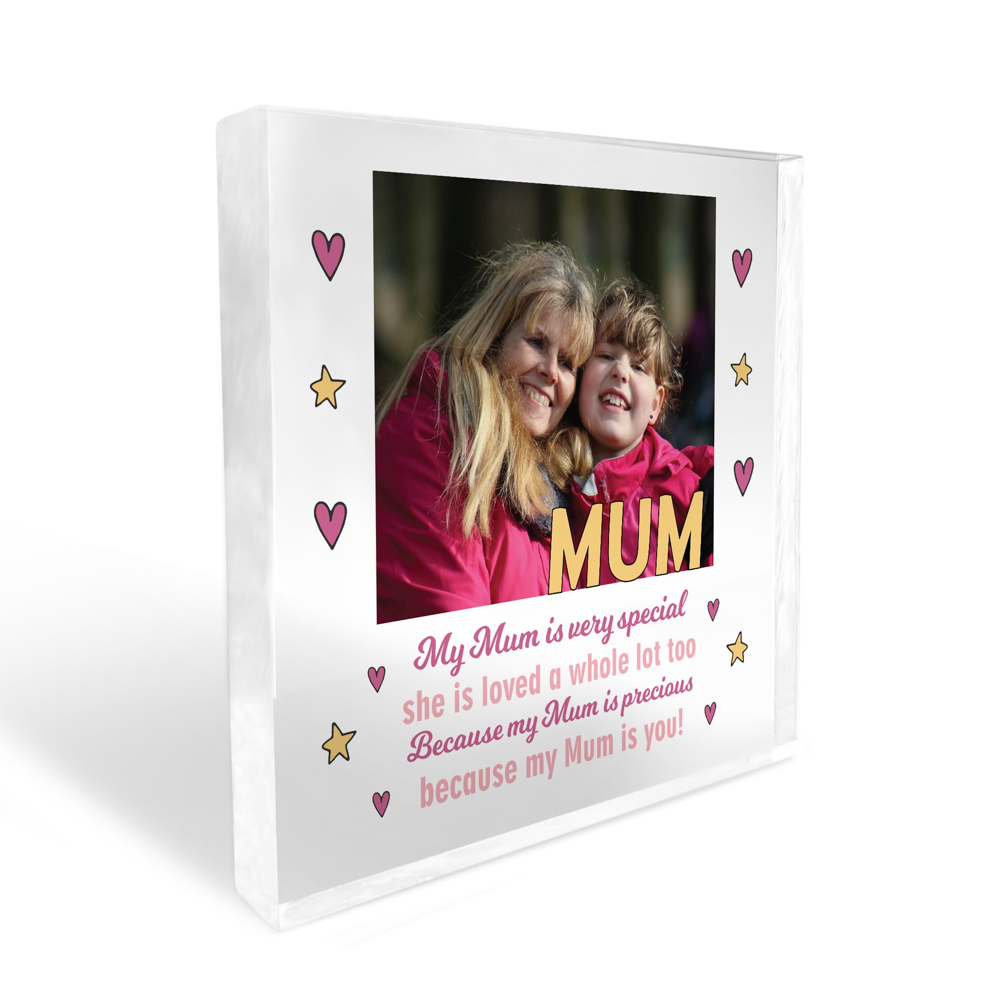 RED OCEAN Personalised Mum Gifts For Christmas Birthday Photo Block Mum Mummy Gift From Daughter Son Keepsake