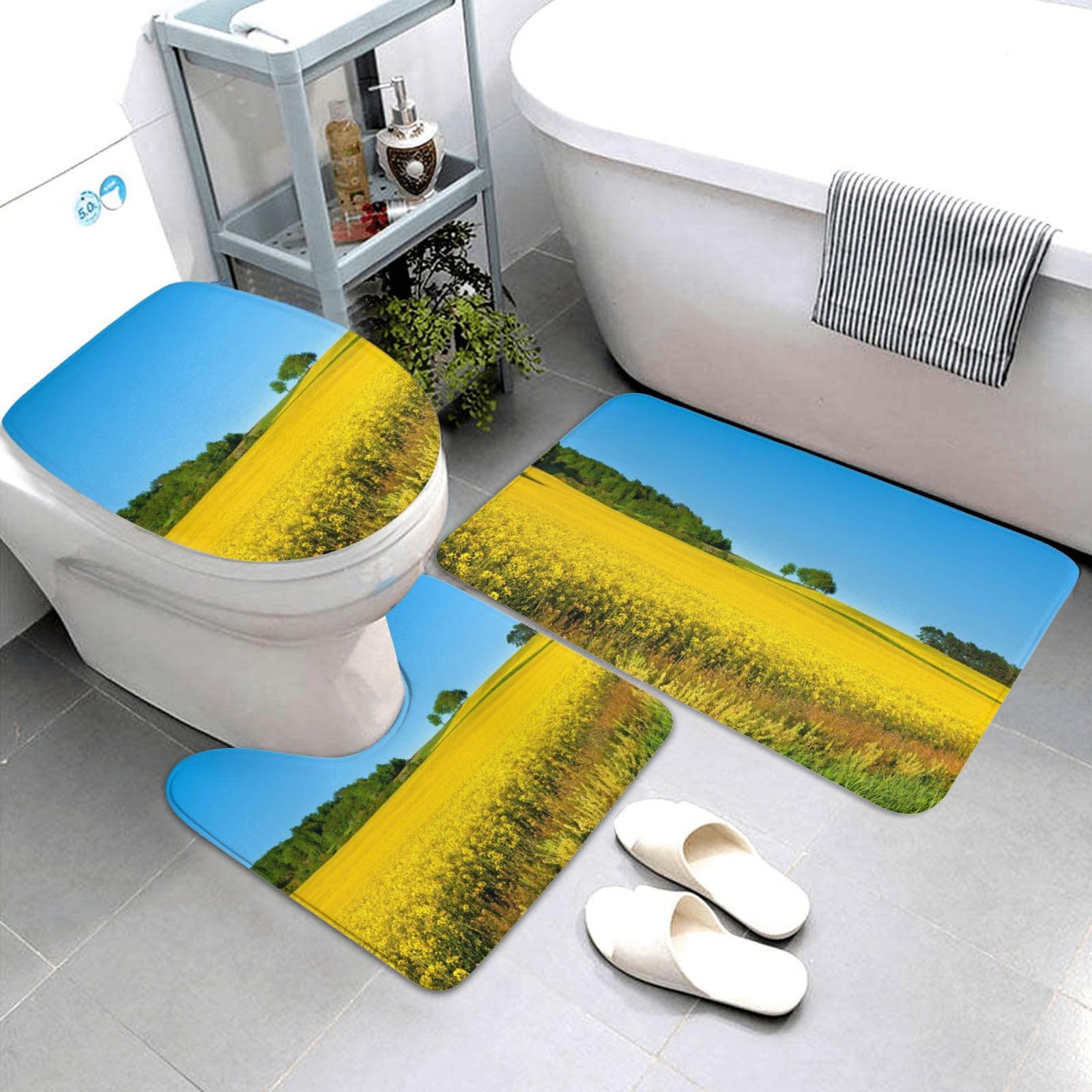 Tapis de bain absorbant en forme de U contre les sols glissants lot de 3