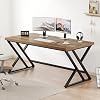 LVB Industrial Home Office Desk, Wood Computer Executive Desk for Student, Modern Writing Study Table for Living Room Bedroom, Rustic Metal Computer Gaming Work Table with Storage, 55 Inch, Rustic Oak