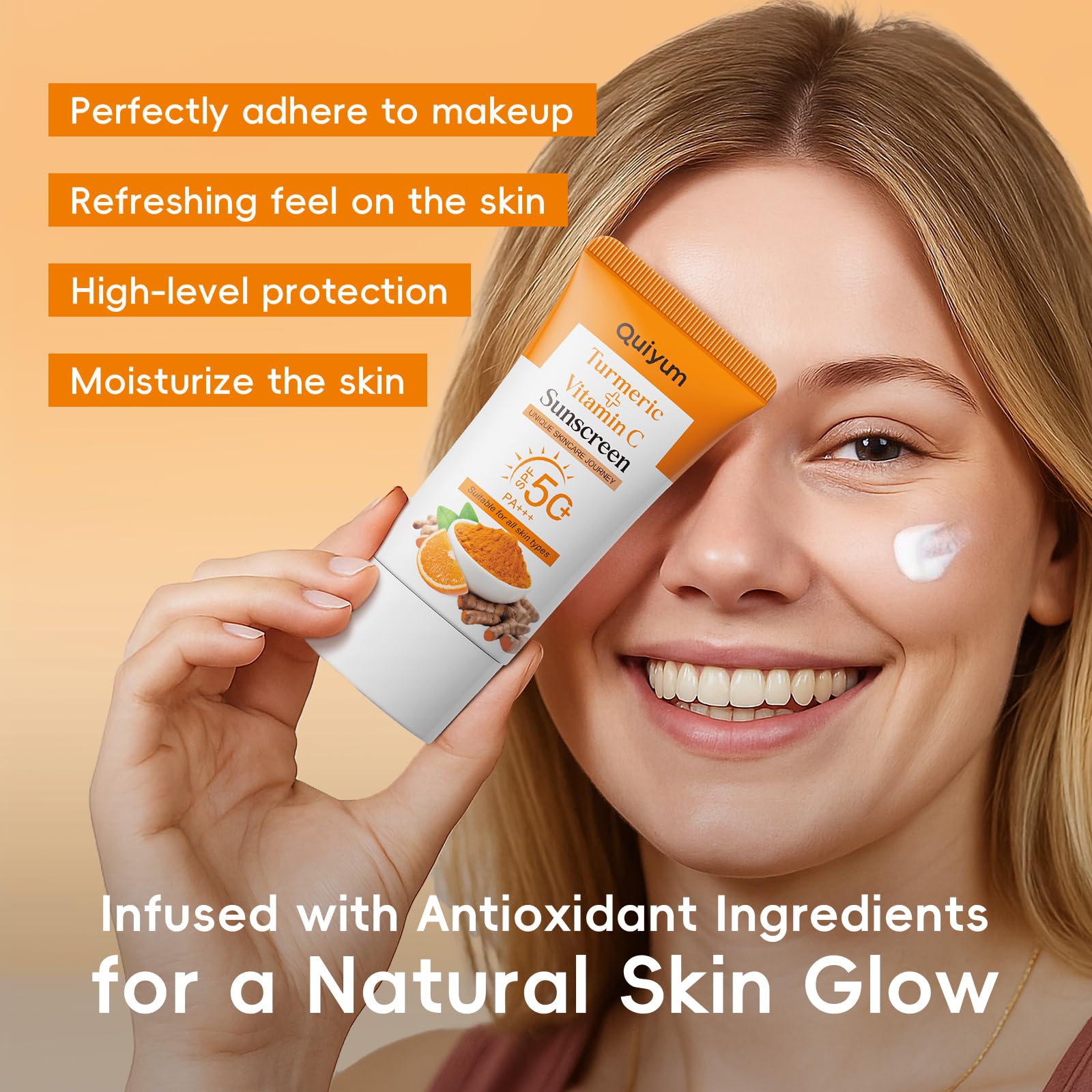 QUIYUM Kit Skincare Viso Curcuma e Vitamina C – Set Regalo 14 Pezzi per Donna, Detergente Schiuma Profonda, Controllo Sebo, Idratazione e SPF 50+