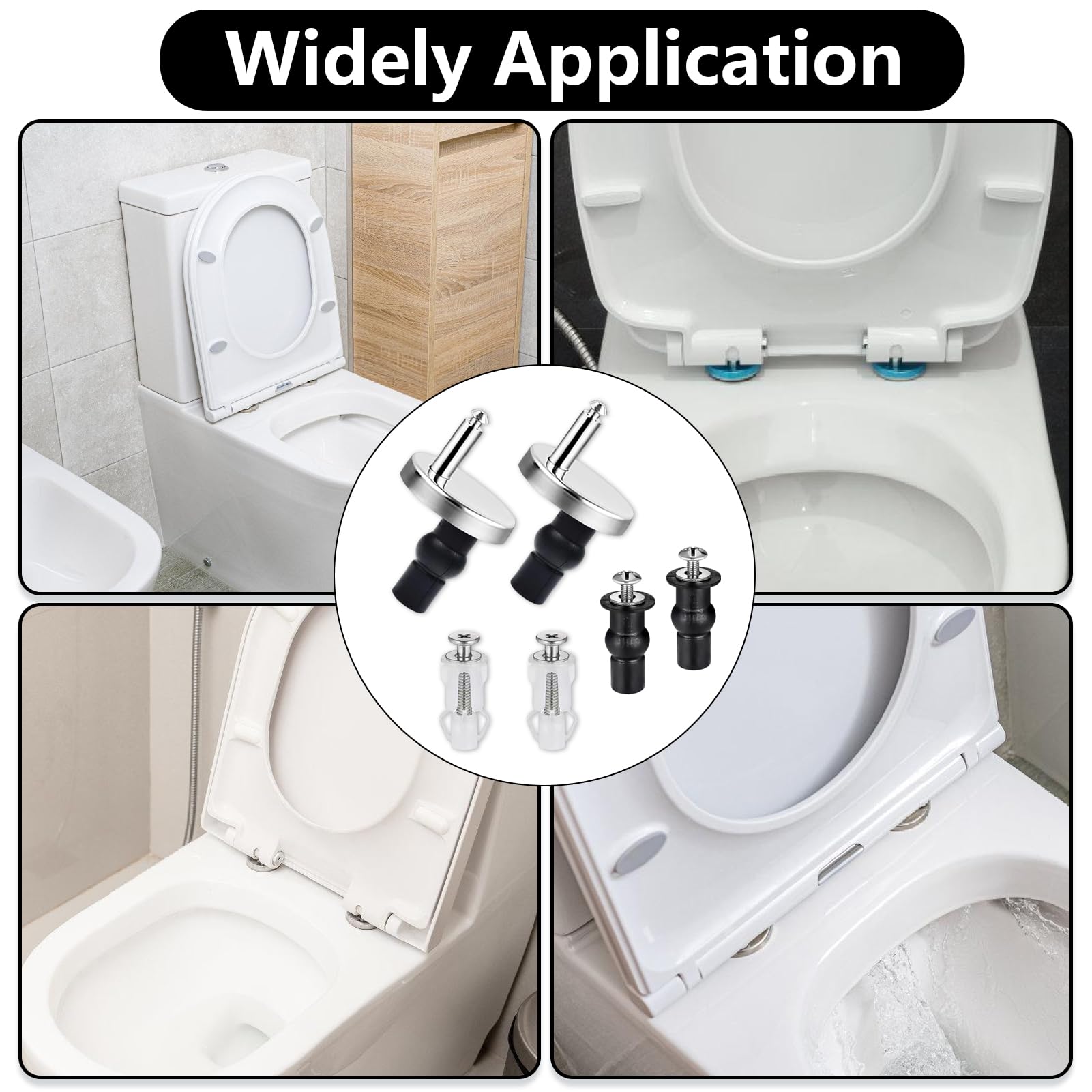 6 Pezzi Fissaggi Sedili WC a Chiusura Ammortizzata, Viti Raccordi di Fissaggio WC a Sgancio Rapido Universali, Bulloni di Ricambio WC con Viti in Gomma Espandibili per Fori Ciechi