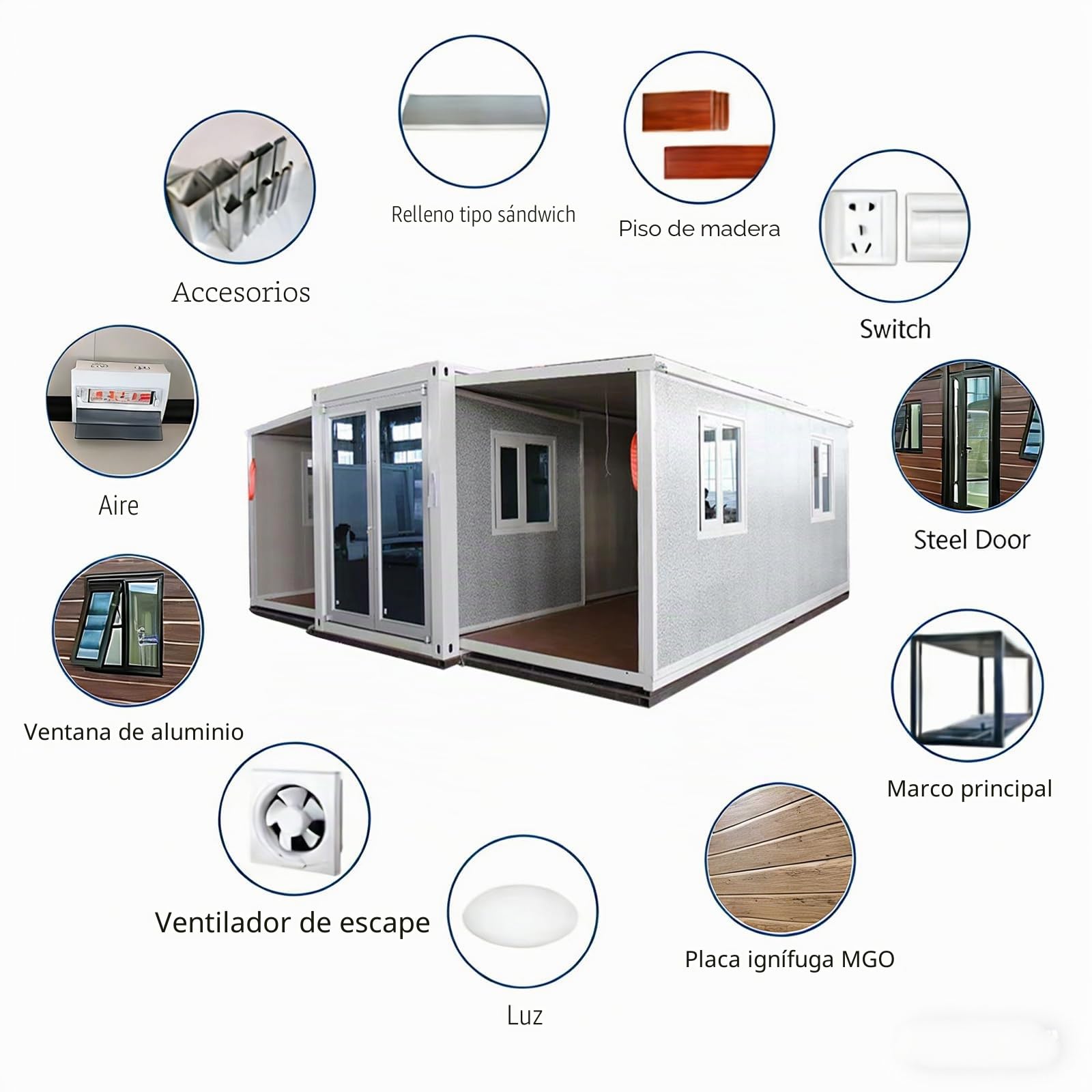 Minicasas para vivir para adultos, casa prefabricada expandible - Casa modular portátil plegable con contenedor de cocina, baño, 1-3 dormitorios - Ideal para familia, oficina, alquiler