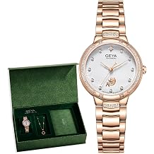 GeYa Rose Gold Watches for Women Genuine Diamond 18K Gold Elegant Ladies Watch Small Wrist Luxury Jewelry Gifts Set 316L Stainless Steel Bracelet Water Resistant Goddess