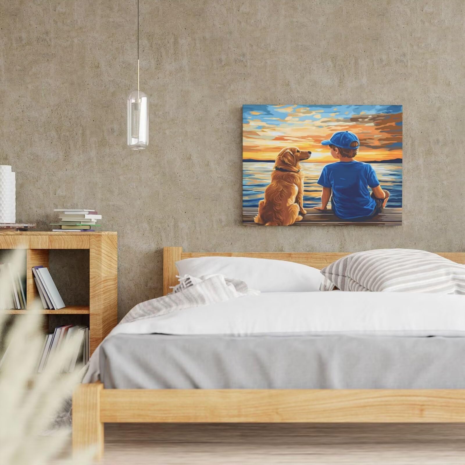 Malen nach Zahlen für Erwachsene, Motiv: Hund, Malen nach Zahlen für Anfänger, Acryl-Peinture a Numero mit 6 Pinseln, DIY-Ölgemälde, Kunst-Bastelsets für Wanddekoration – (90 x 60 cm, rahmenlos) MK355