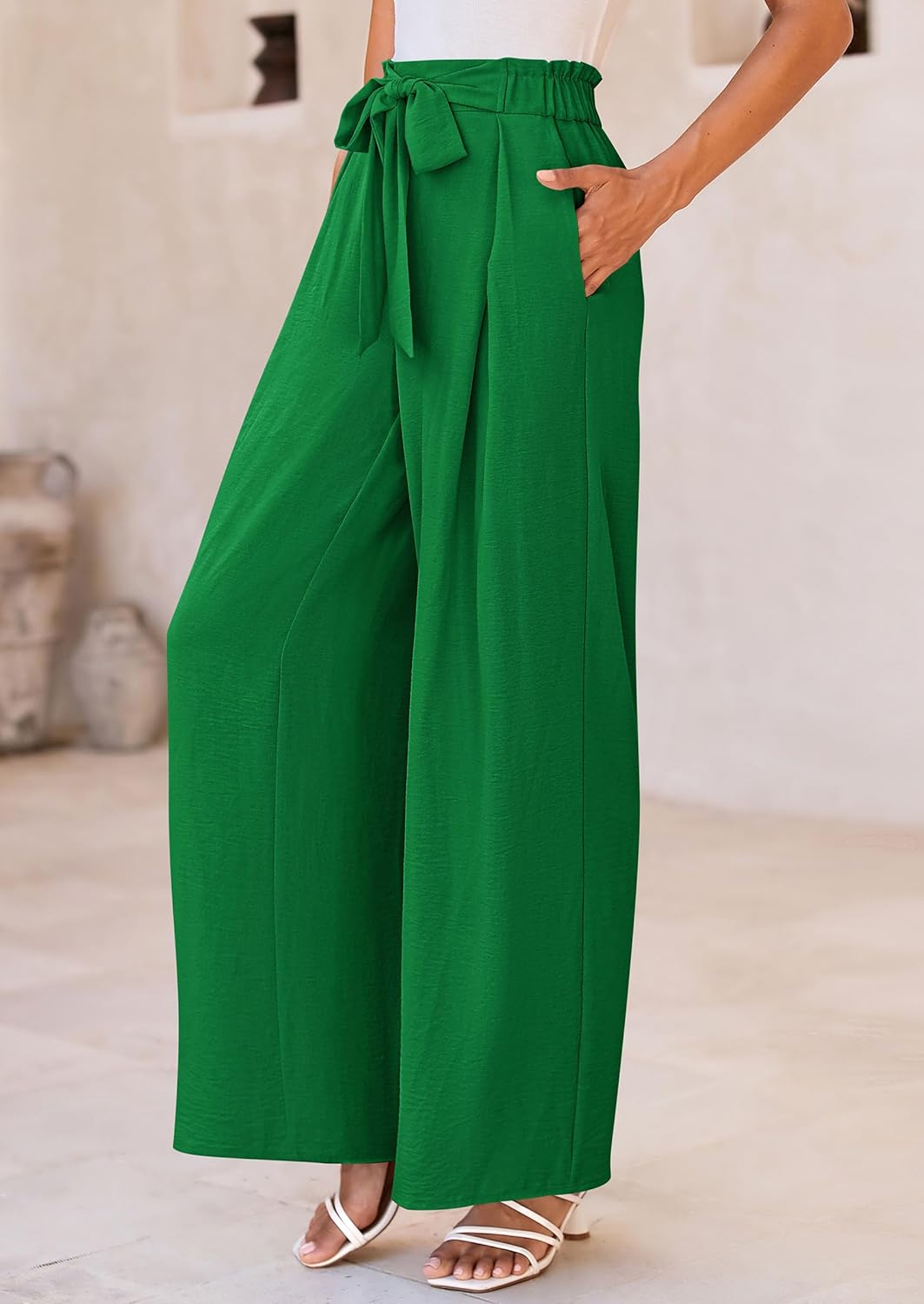 PRETTYGARDEN Women's Wide Leg Work Pants Business Casual High Waisted Loose Palazzo Trouser Summer Clothes