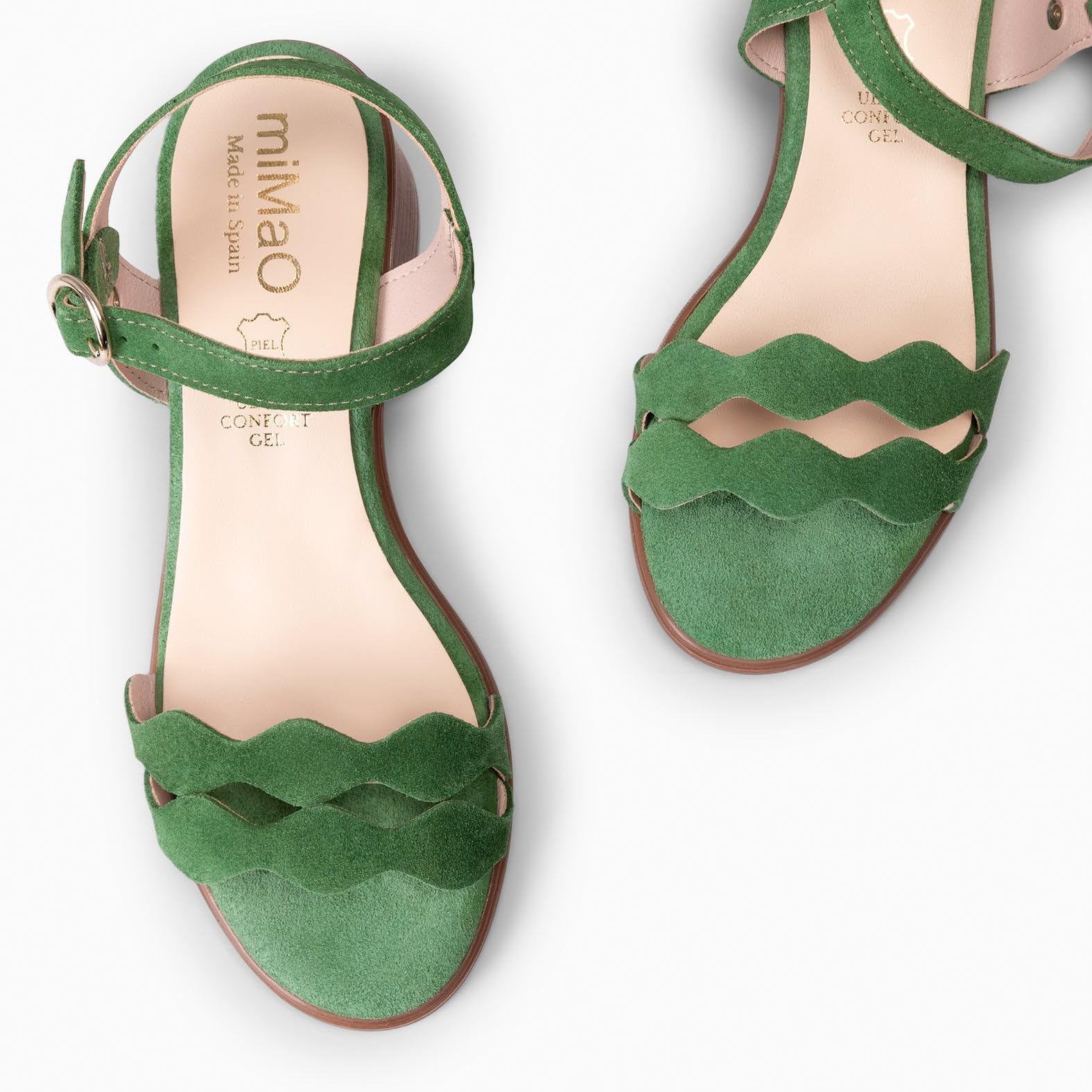 miMaO. Sandales à talon ultra confort en cuir
