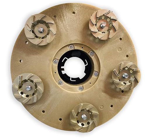 Placa de molienda de hormigón para máquinas oscilantes - Herramienta de extracción para hormigón con ruedas de 5 tazas - MAX RPM 175