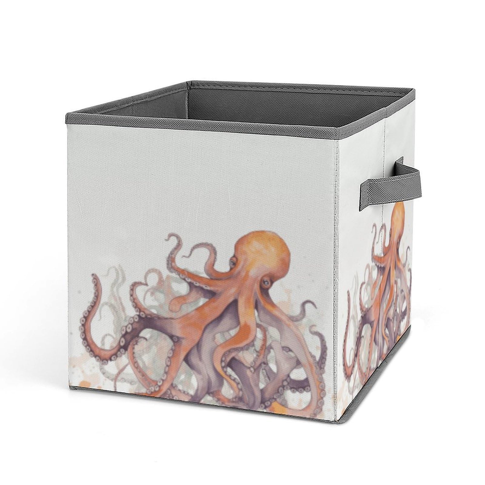 Octopus Tentacles Storage Baskets Collapsible, Exquisite Pattern Cube Box, Canvas Fabric Storage Bins with Handles, Clothe Organizer Box for Home Decorative Office Bedroom