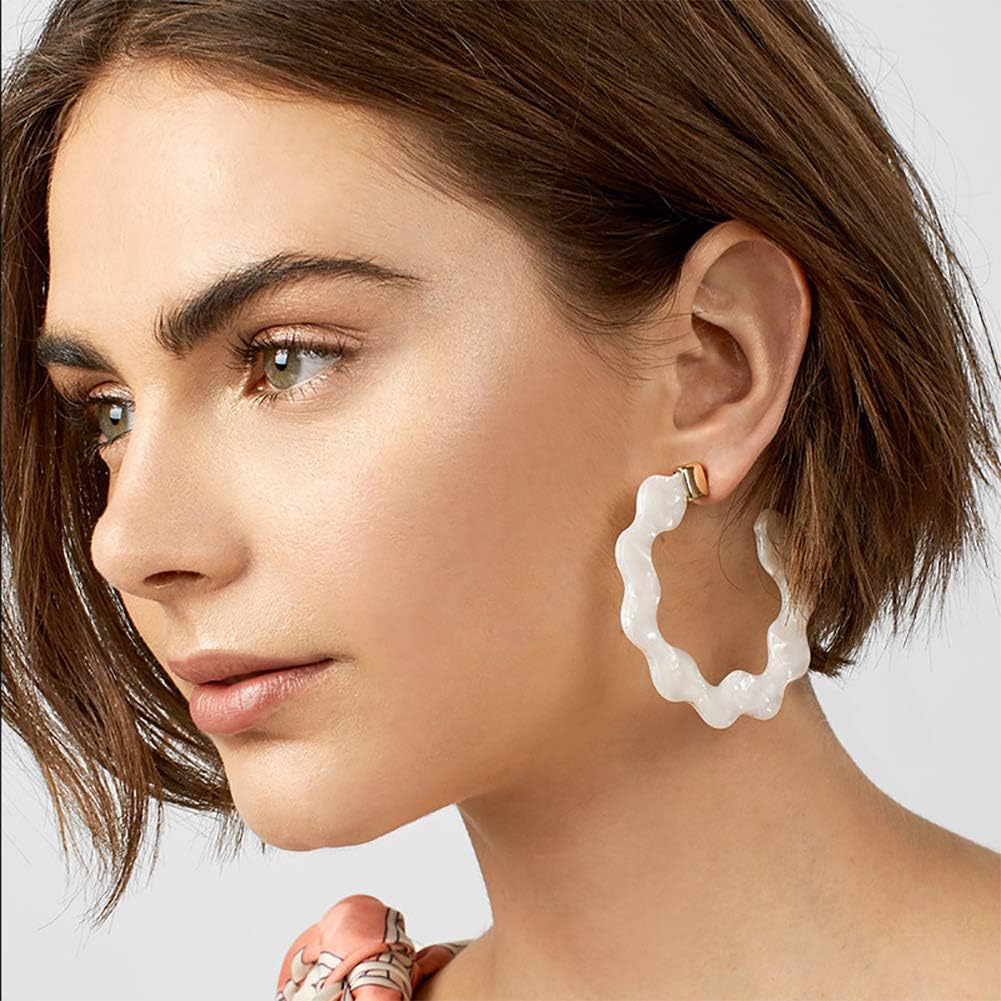 ABOJOY 24 Pairs Acrylic Earrings Resin Drop Dangle Statement Earrings set Polygonal Bohemian Earrings for Women Girls