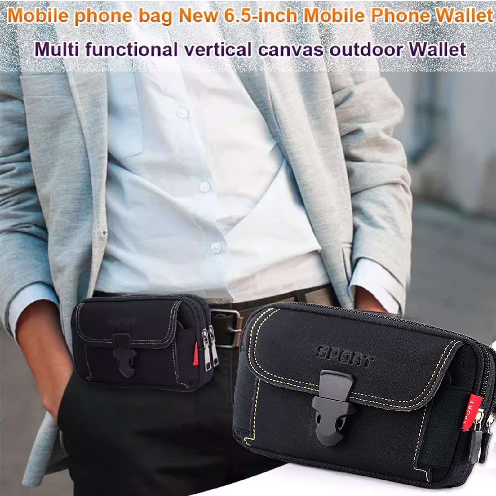 Marsupio Tattico Da Cintura Sportivo - Impermeabile, Multi-Tasca, Per Cellulare, Ciclismo, Trekking - Foto 8