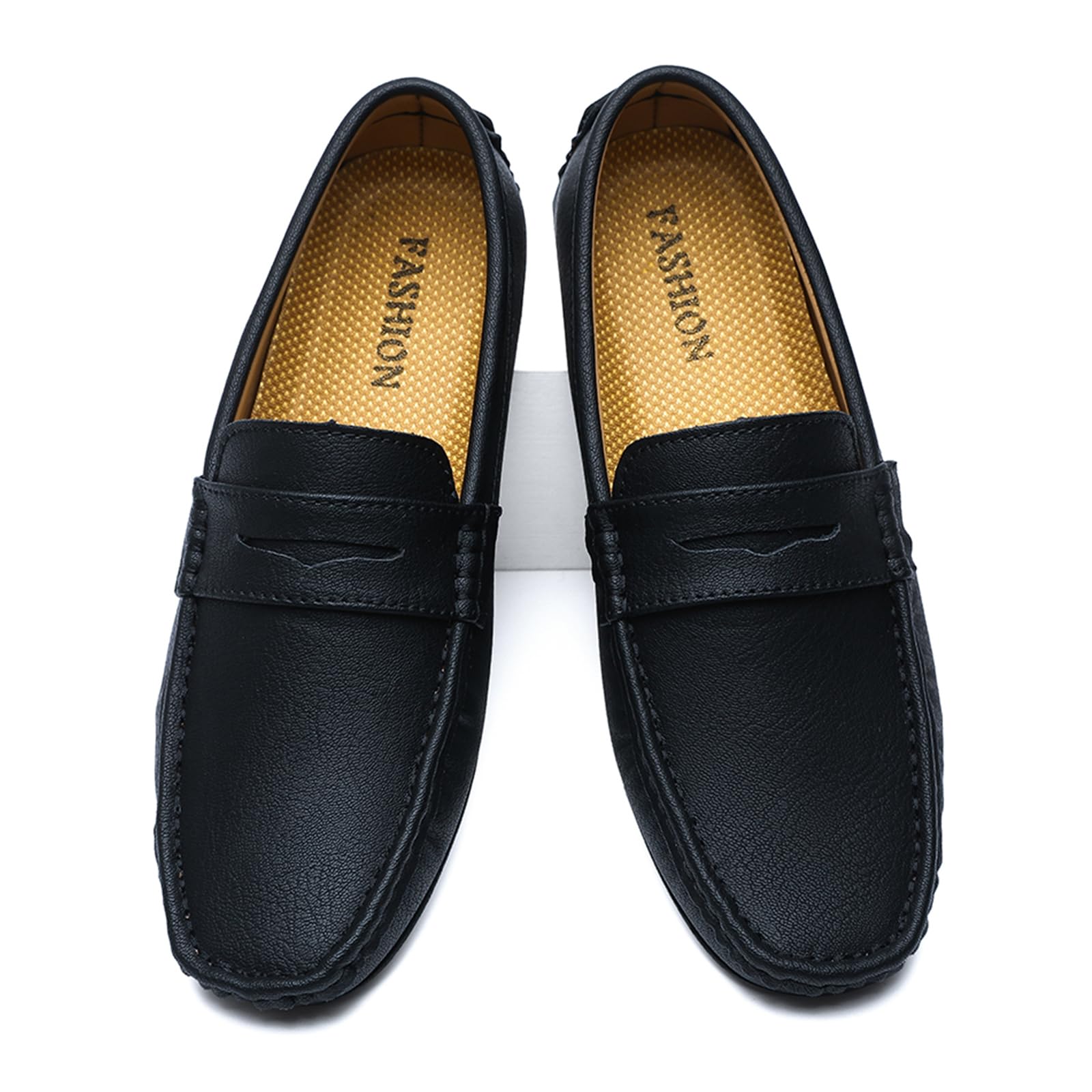 DADAWEN Mocassins Hommes Penny Loafers Confort Chaussures de Conduite Mocassin Slippers Chaussures de Décontractées Chaussures Bateau- Noir 42