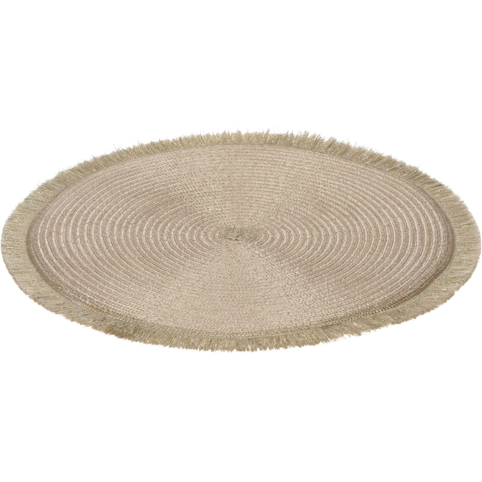 Carousel Home Champagne Gold Placemat | Round Woven Gold Shimmer Table Placemat | Kitchen Dining Table Place Mat - 35cm