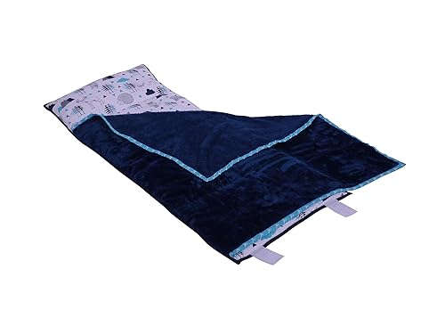 Miniatura 2 de Bacati Woodlands - Tapete de algodón para siesta para niños, color aguamarina/azul marino y gris