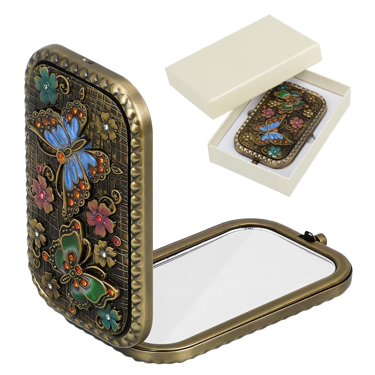 Miroir de poche pliable rétro double face petit miroir carré