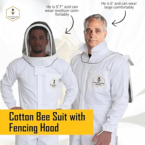 Miniatura 4 de Traje de apicultura de Forest Beekeeping  Adecuado para apicultores principiantes y comerciales  Overol de algodón blanco con capucha  Cremalleras