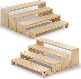 14 Inch Large Wooden Tiered Riser Display Stands, 2 Set Stackable Wooden...