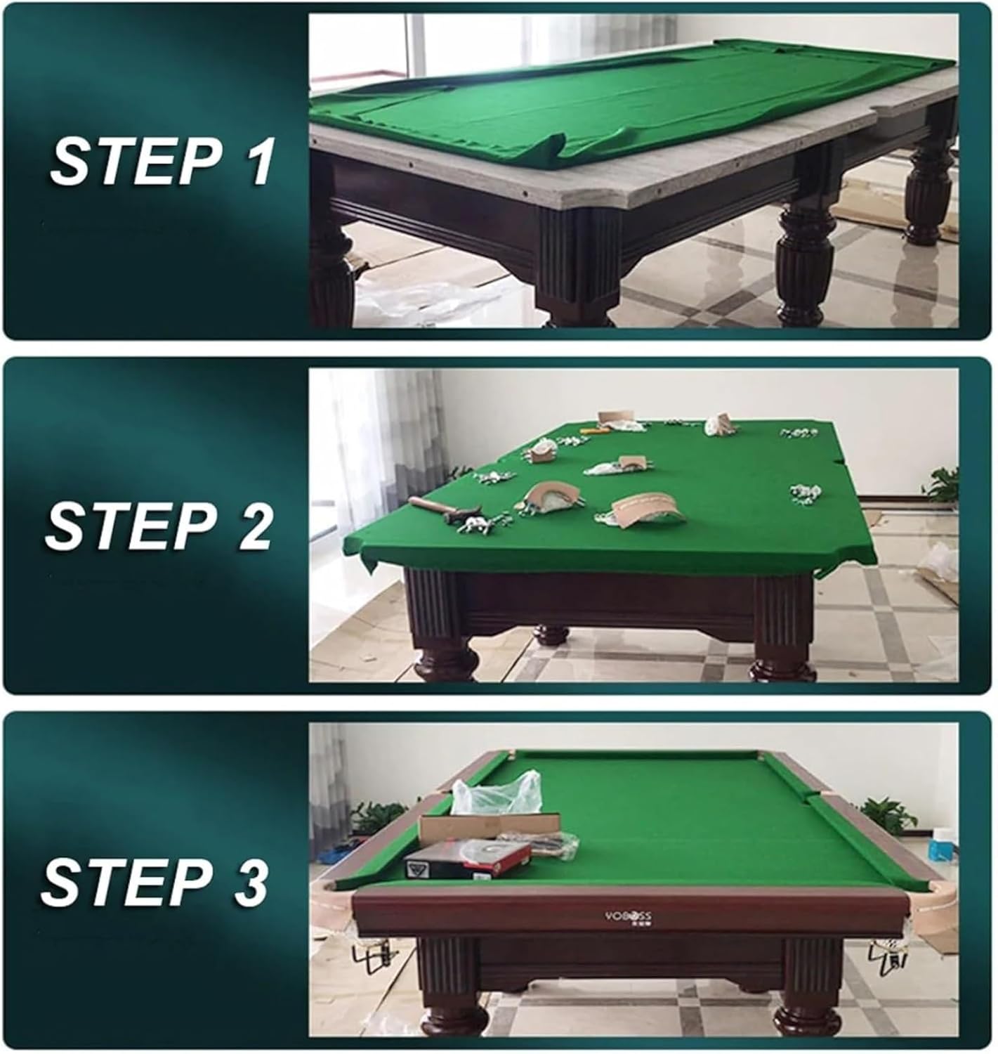 Pool Table Cloth and Railing Set - Professional Pool Table Protective Cover, Snooker Indoor Sports Game Pool Table Cloth, with Cushioning Cloth Strips(Red,7FT)