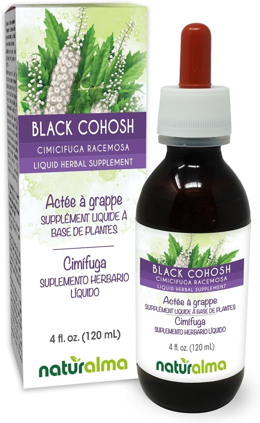 Naturalma Black Cohosh (Cimicifuga racemosa or Actaea racemosa) Rhizome Alcohol-Free Tincture - 4 fl oz Liquid Extract in Drops - Herbal Supplement - Vegan