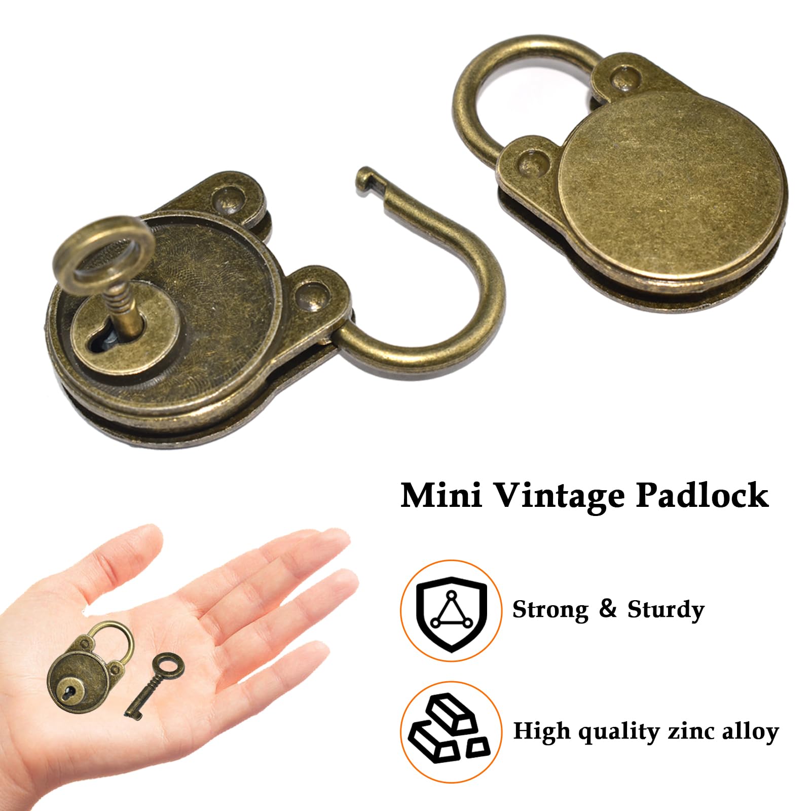 KUMGROT 10 Lucchetti A Cuore Bronzo Anticato: Mini Lucchetti Con Chiave Per Zaini, Diari E Gioielli – Regalo Originale - 4