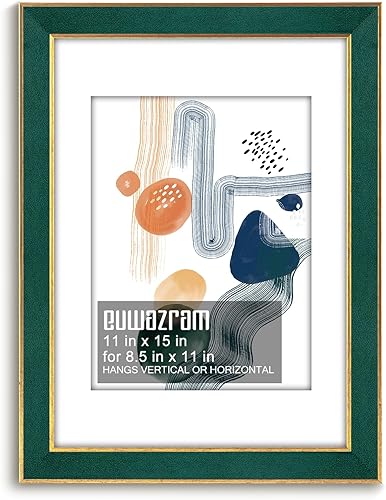 Miniatura 74 de Marco de gamuza de 10 x 13 pulgadas, marco individual, elegante marco verde de 10 x 13 pulgadas con paspartú para fotos de 8.5 x 11 pulgadas, para