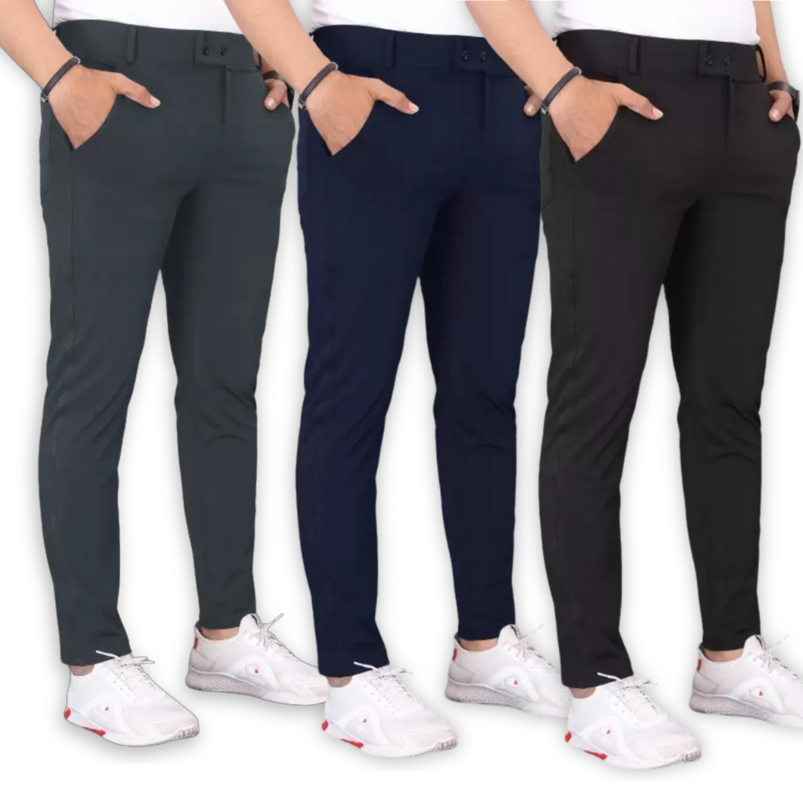 Slim Fit Men's Lycra Blend Trendy Trousers | Regular Fit Stylish Pants | Ideal for Formal and Casual Wear | Office-Ready Men's Trousers-image-36