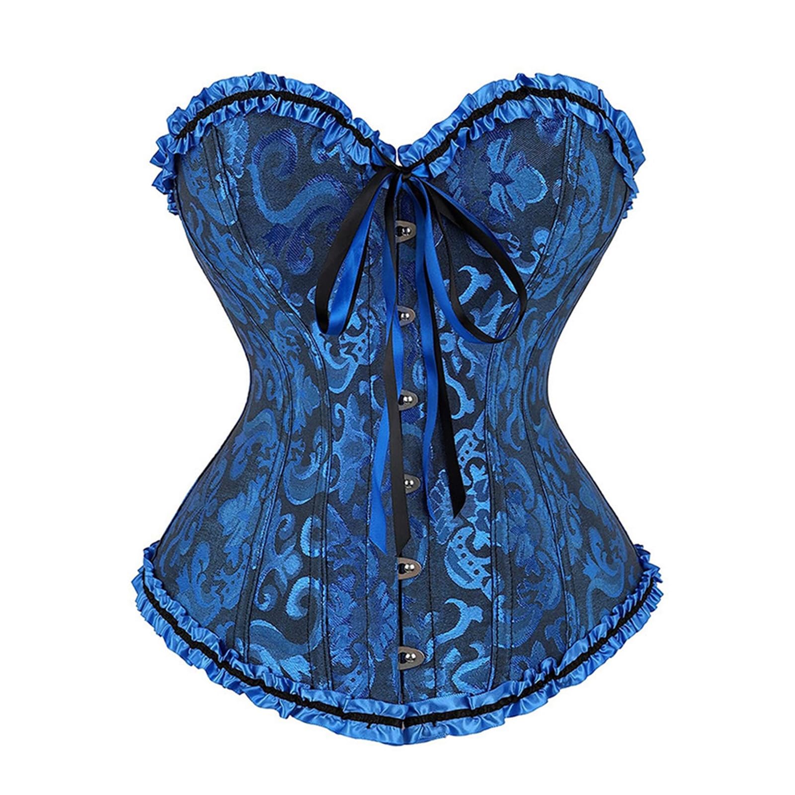 MICFENY Elegant Laces Up Corset Top Full Breast Nylon Blend Breathable Bustier Top For Prom Event Daily Wear