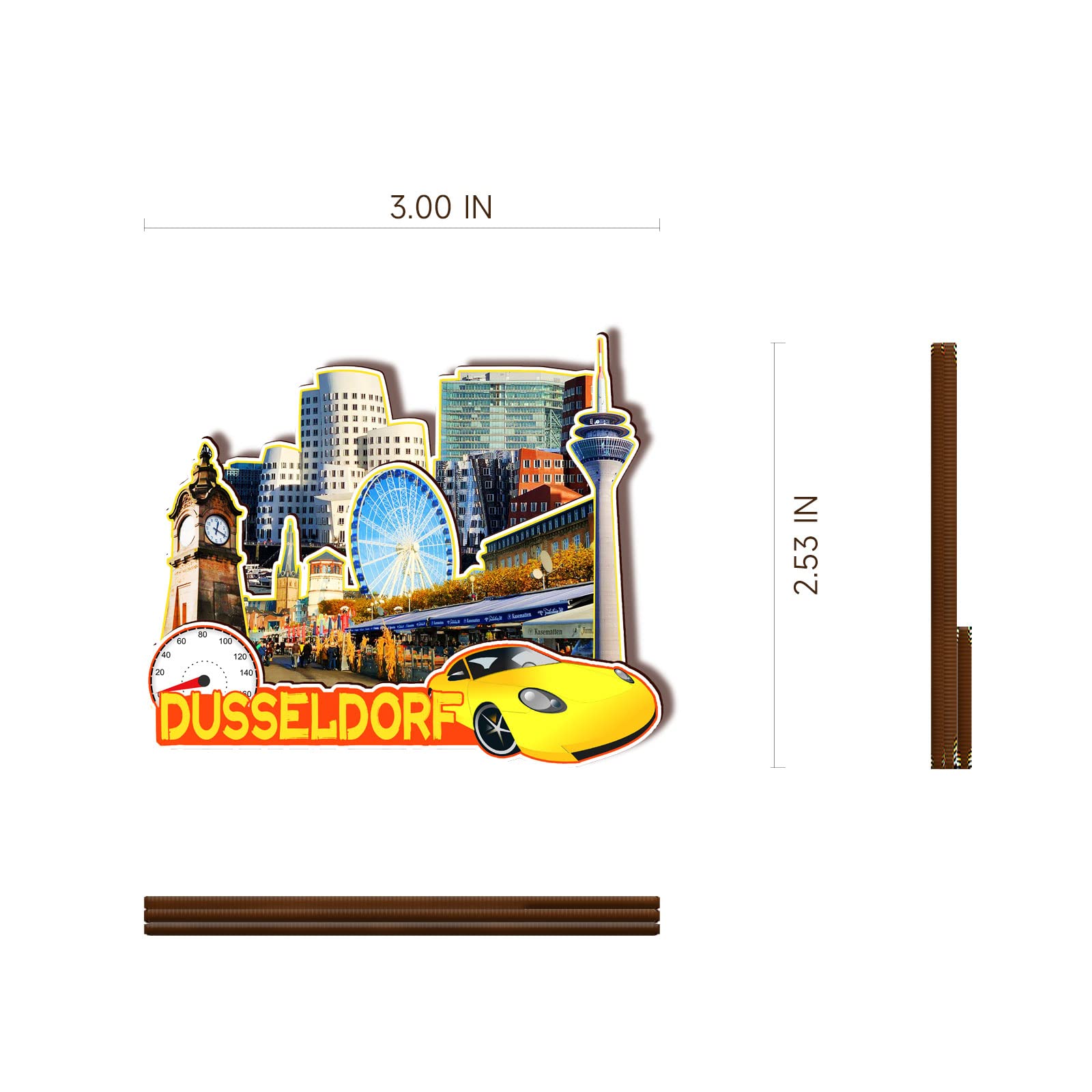Imanes Nevera Madera 3D - Diseño Tréveris Alemania | Imán Decorativo Hecho A Mano, Coleccionable, 8x8 Cm