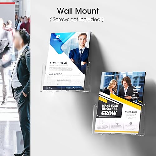 Miniatura 4 de MaxGear Paquete de 2 soportes acrílicos para folletos, 8.5 x 11 pulgadas, soporte para folletos, soporte de plástico para literatura, portatarjetas