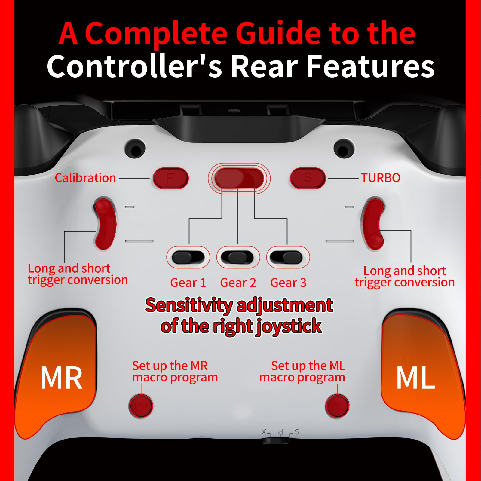 NBCP X-2 Controller für PS4,Hall Joystick/Auslöser, Wireless Gamepad Kompatibel mit PS4/Slim/Pro,TURBO, RGB-Licht, Programmierbare Tasten,Doppelvibration, Bewegungssensoren, Stereo-Kopfhöreranschluss
