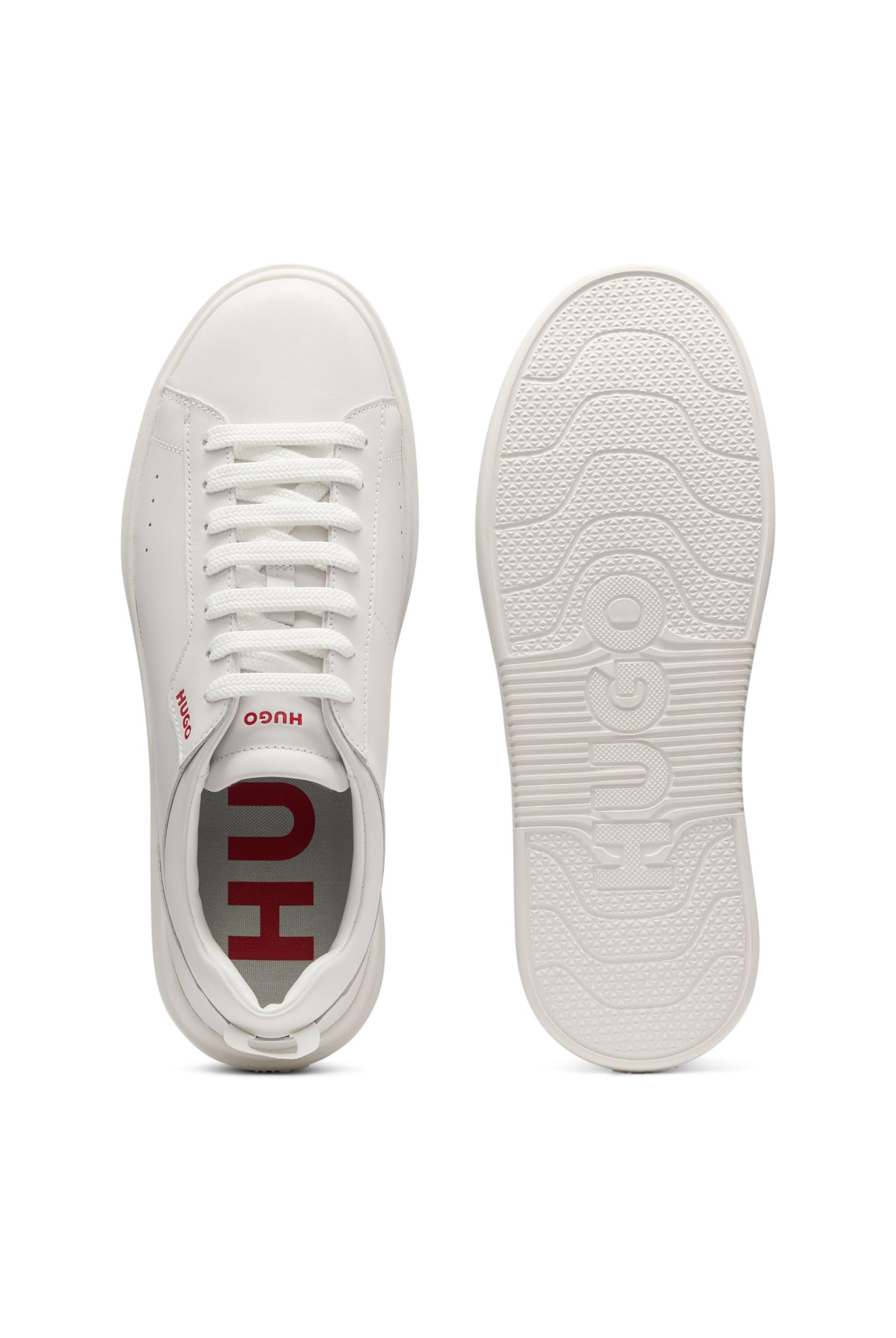 HUGO Herren Blake Tenn Ledersneakers mit rotem Logo-Detail Größe