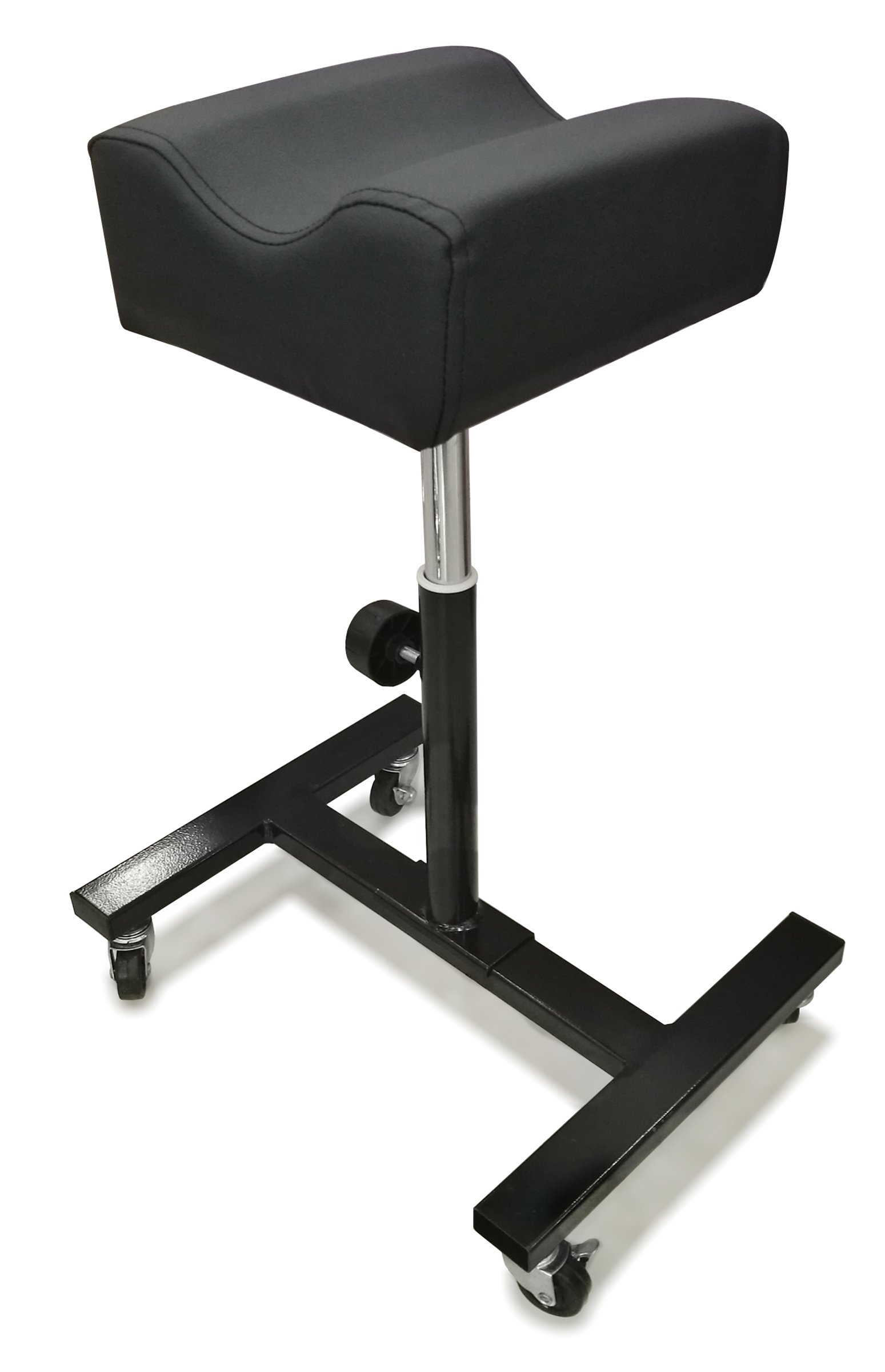 Soporte de Pierna con Ruedas Giratorio 360º Altura Regulable Cuero Sintético Negro para Rehabilitación Pedicura Profesional
