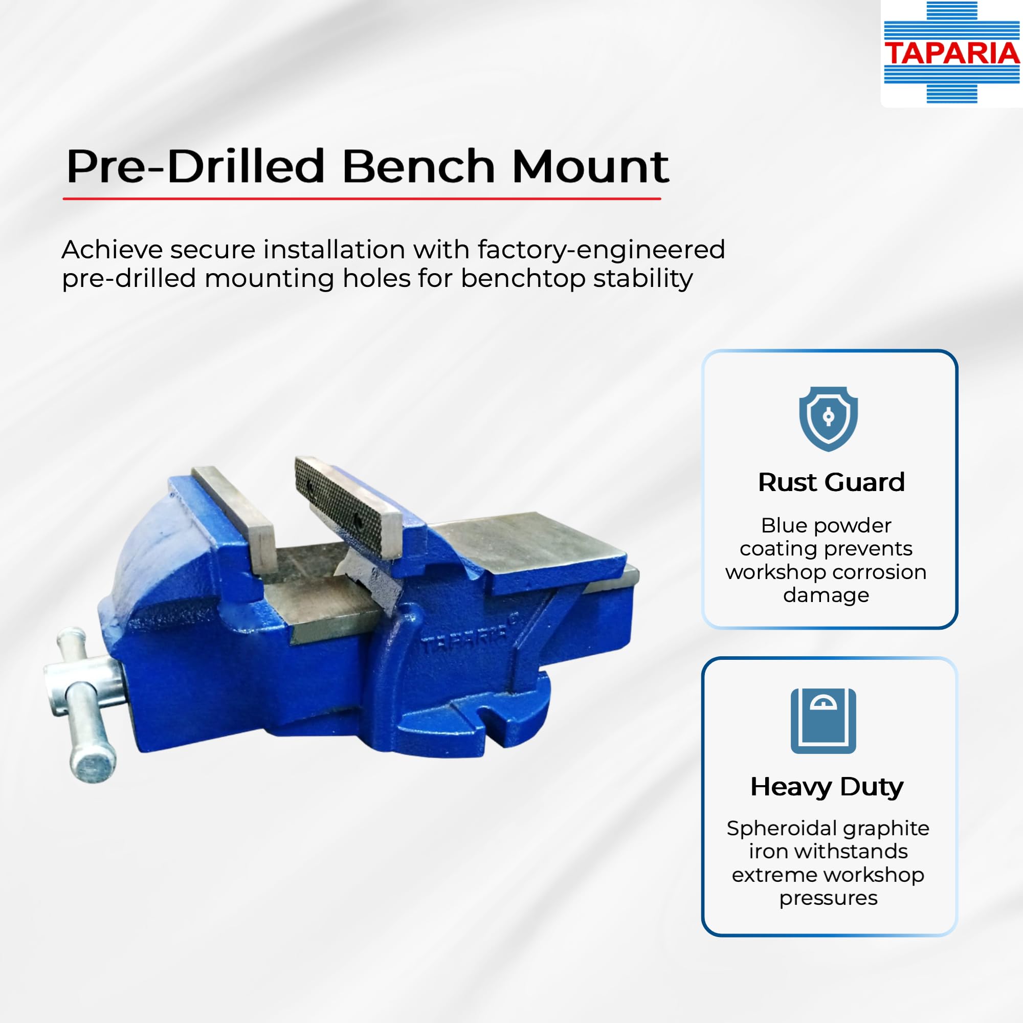 TAPARIA Bench Vice Fixed Base 100mm 2