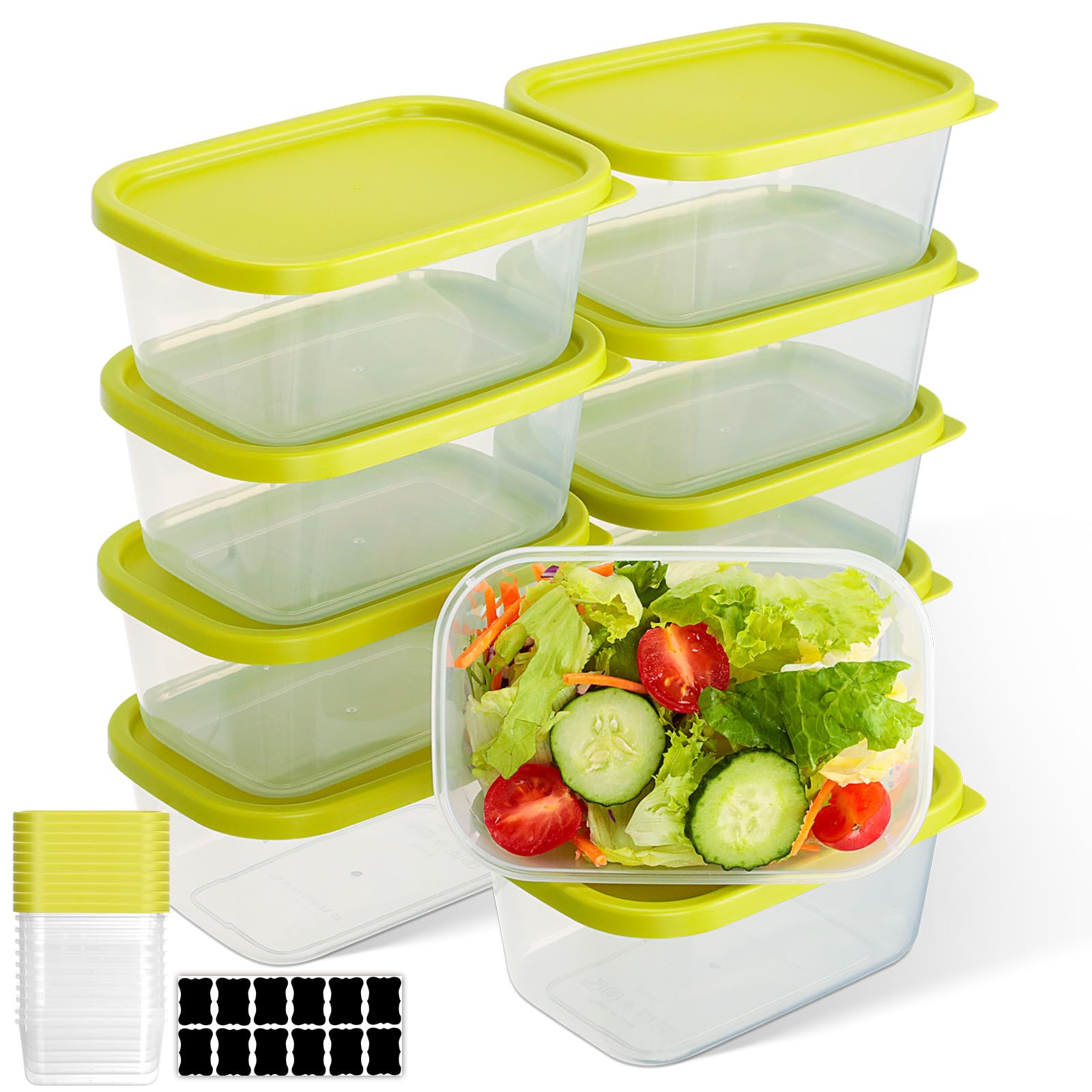 AiQInu Frischhaltedosen mit Deckel, 10x710ML Quadratisch, BPA-frei, Aufbewahrung & Organisation für Lebensmittel Luftdicht, Spülmaschinengeeignet, Gefrierdosen für Mealprep & Küche（Grün）