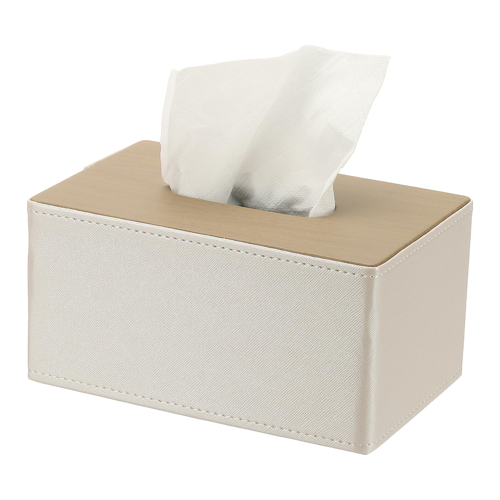 sourcing map Tissue Box Cover, Rectangle Modern Tissue Box Holder with Magnetic Closure for Living Room Bedroom Office Hotel Desk (7.5"x4.7"x3.7", White)