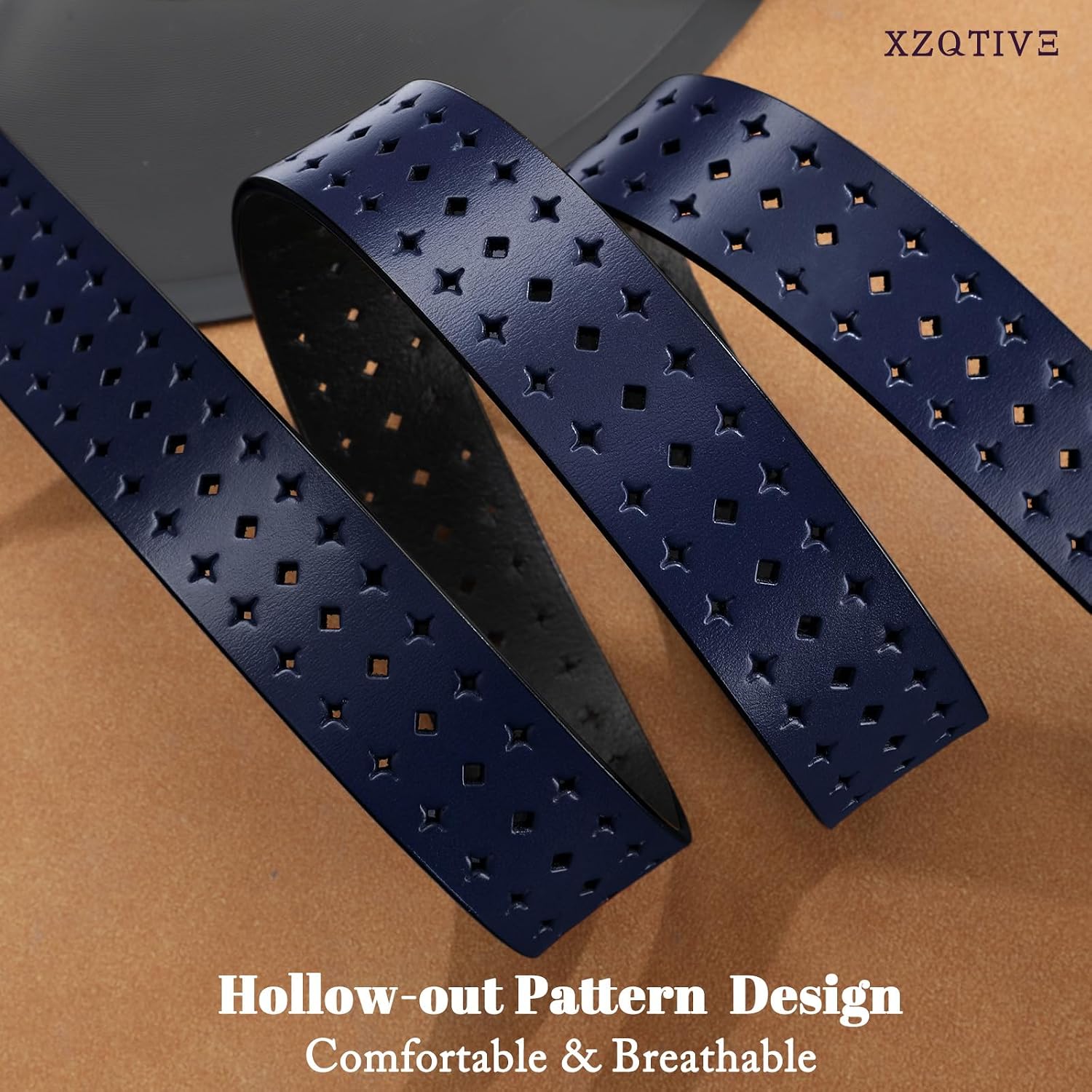 XZQTIVE Hollow Genuine Leather Belts for Women with Pin Buckle, Fashion Casual Waist Belt for Jeans Dress Pants